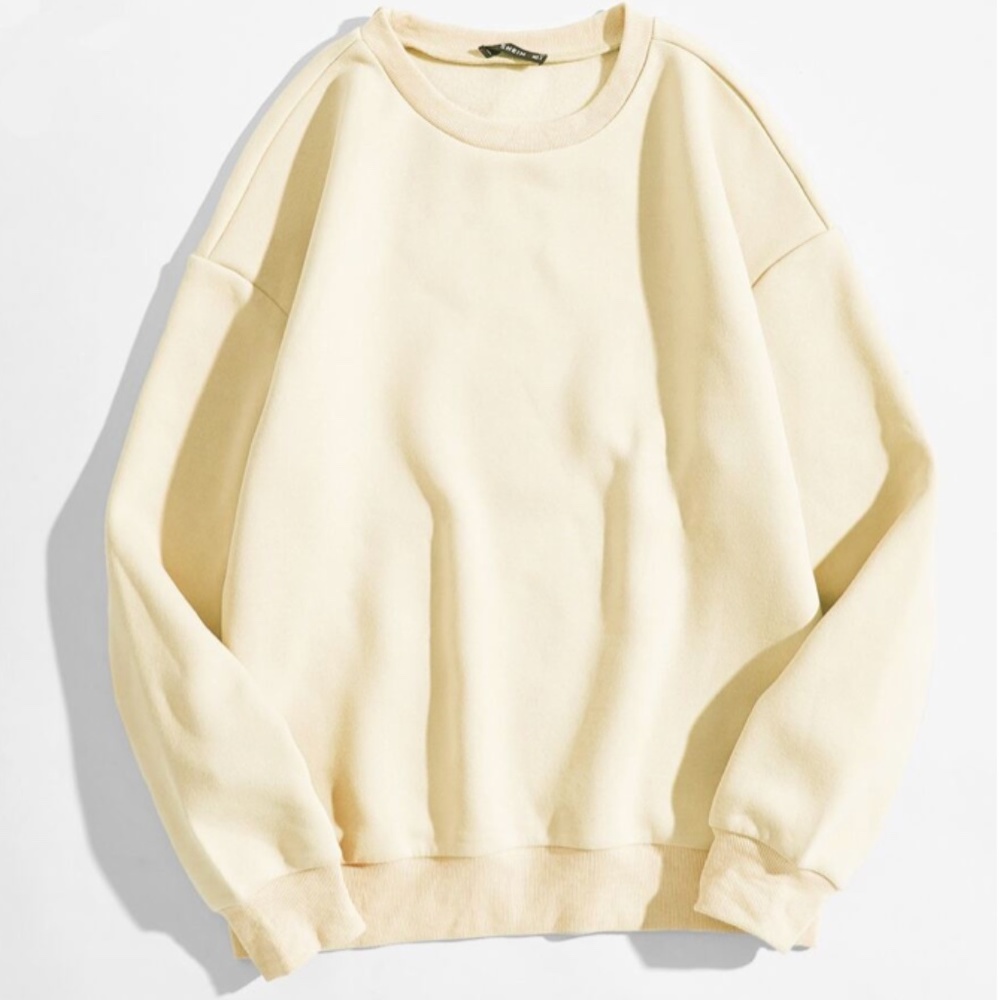 Round Neck Cream Beige Oversized Sweatshirt